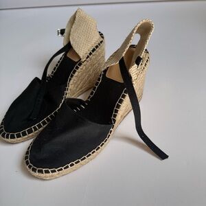 Black Espadrille Wedge Sandals